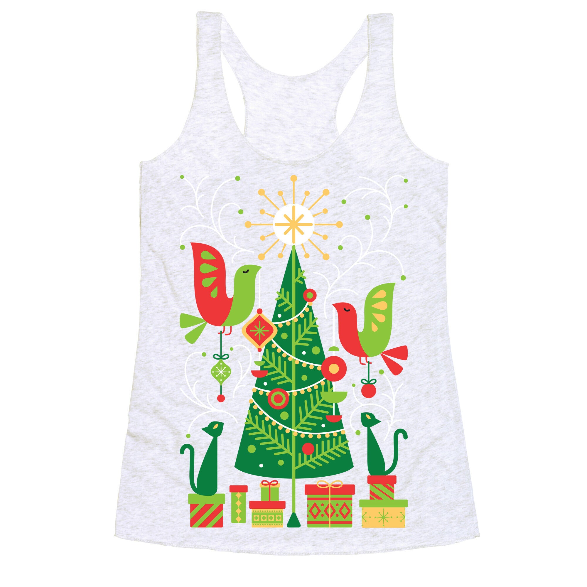 Vintage Christmas Tree Decorating Racerback Tank